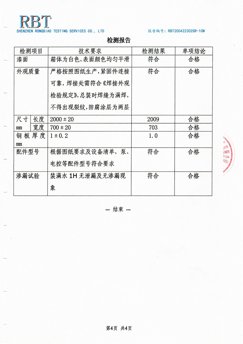 实验室污水处理设备检验报告